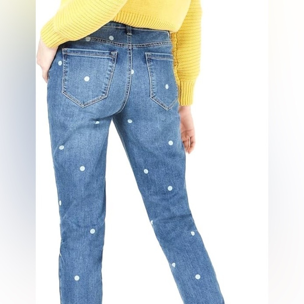 Maison Jules Slim Boyfriend Mid Rise Polkadot Jeans. 6/28. NWT. - Picture 9 of 13